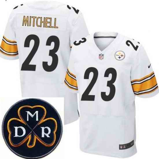 Men's Nike Pittsburgh Steelers #23 Mike Mitchell White Stitched NFL Elite MDR Dan Rooney Patch Jersey